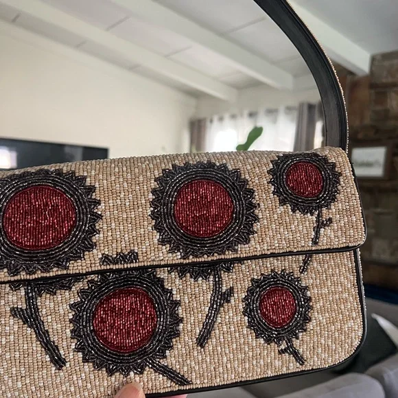 Staud Tommy Summer Sunflower Beige and Red Floral Women's Bag - Picture 4 of 6